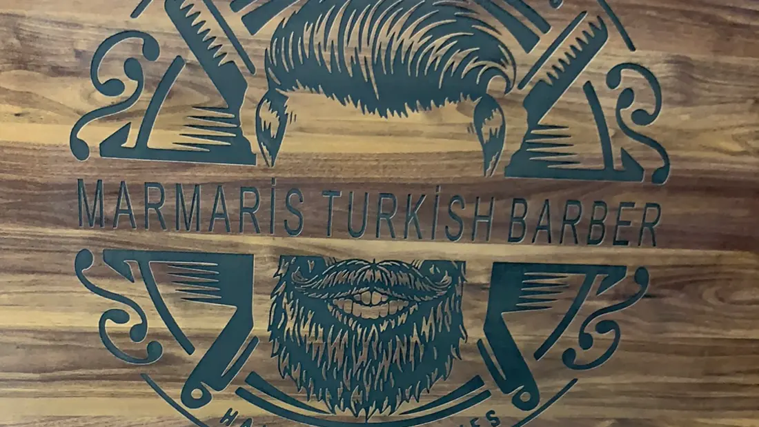 Signage detail inside Marmaris Turkish Barbers